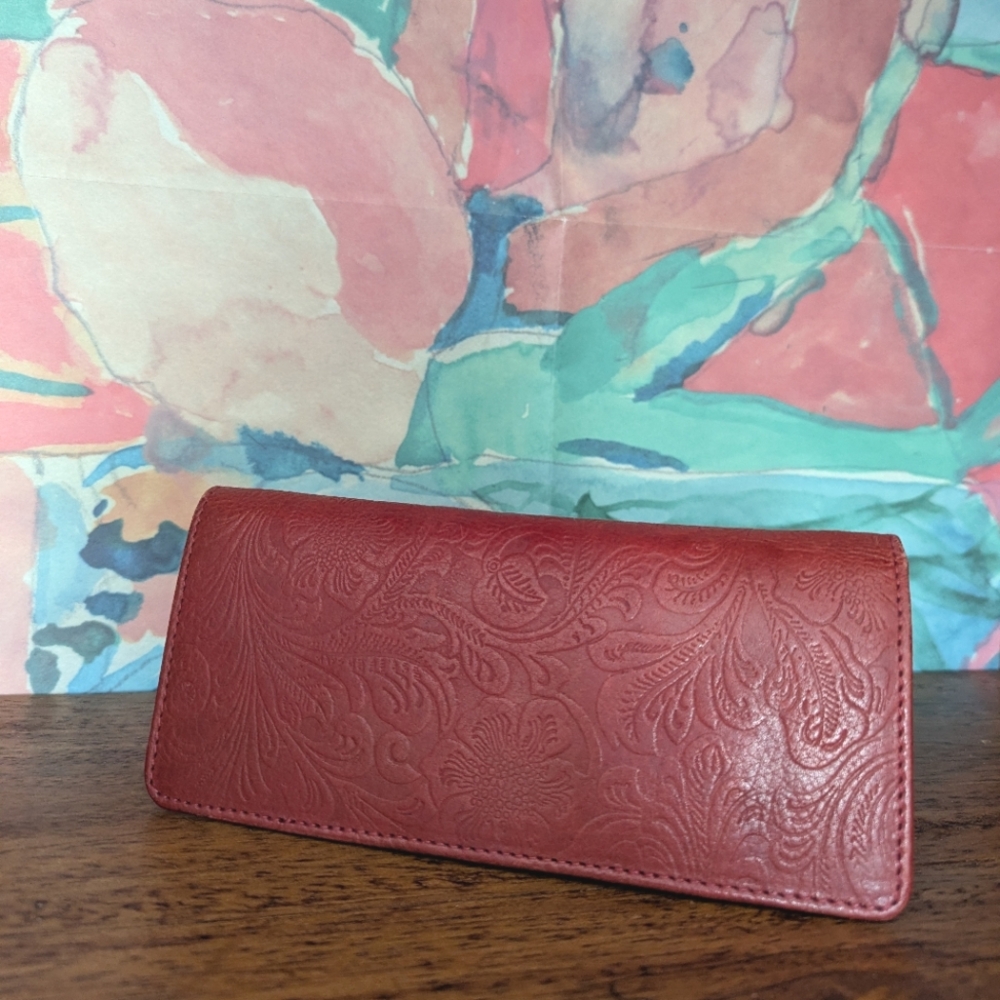 Red Leather Embossed Wallet